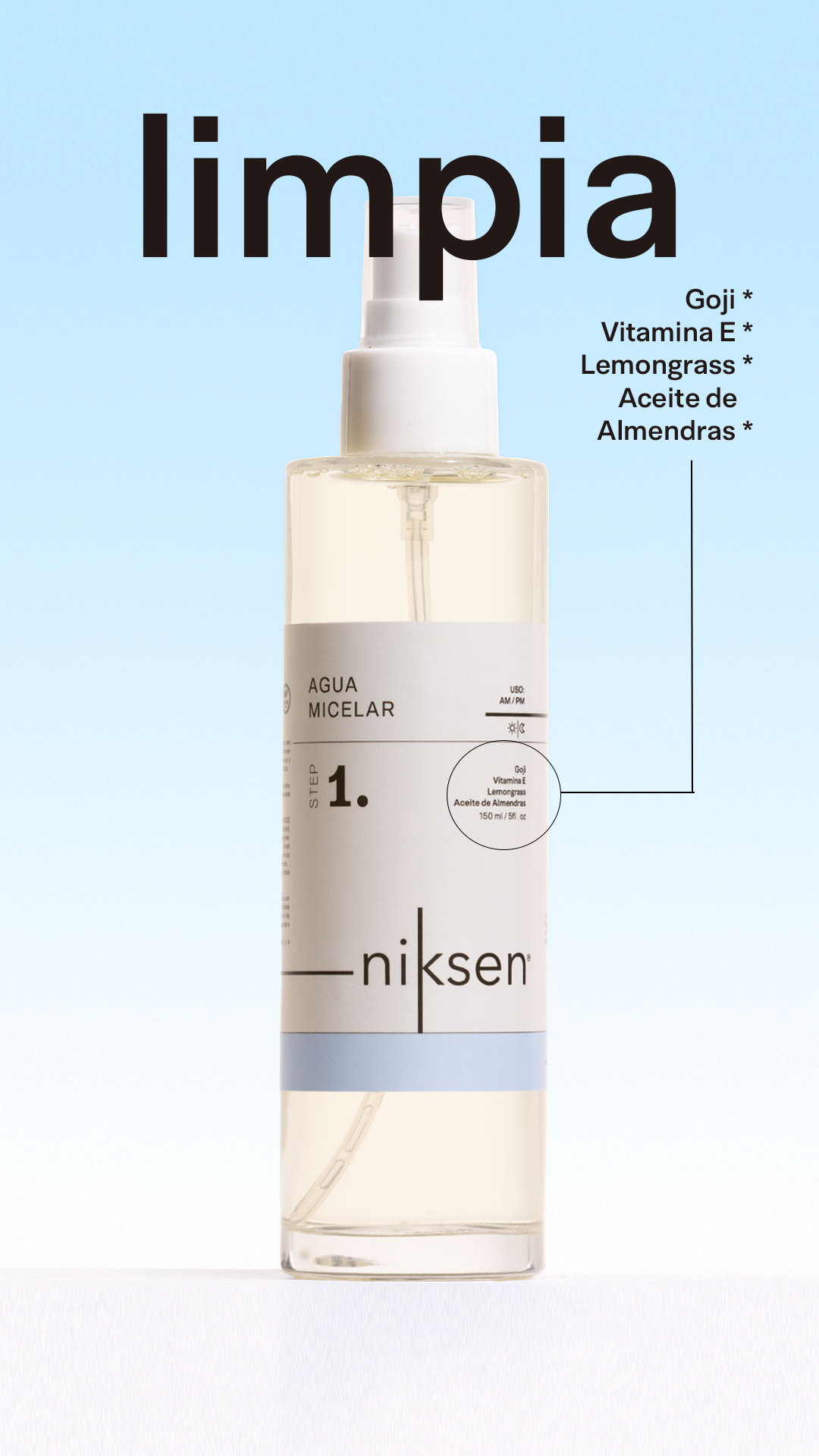 Agua Micelar con Vitamina E+ Goji